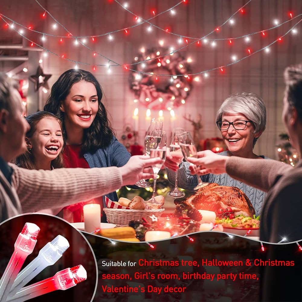 Amazon.com: JMEXSUSS 200 LED Red and White Christmas Lights